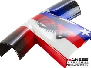 FIAT 500 Steering Wheel Trim - American Flag Theme - Carbon Fiber